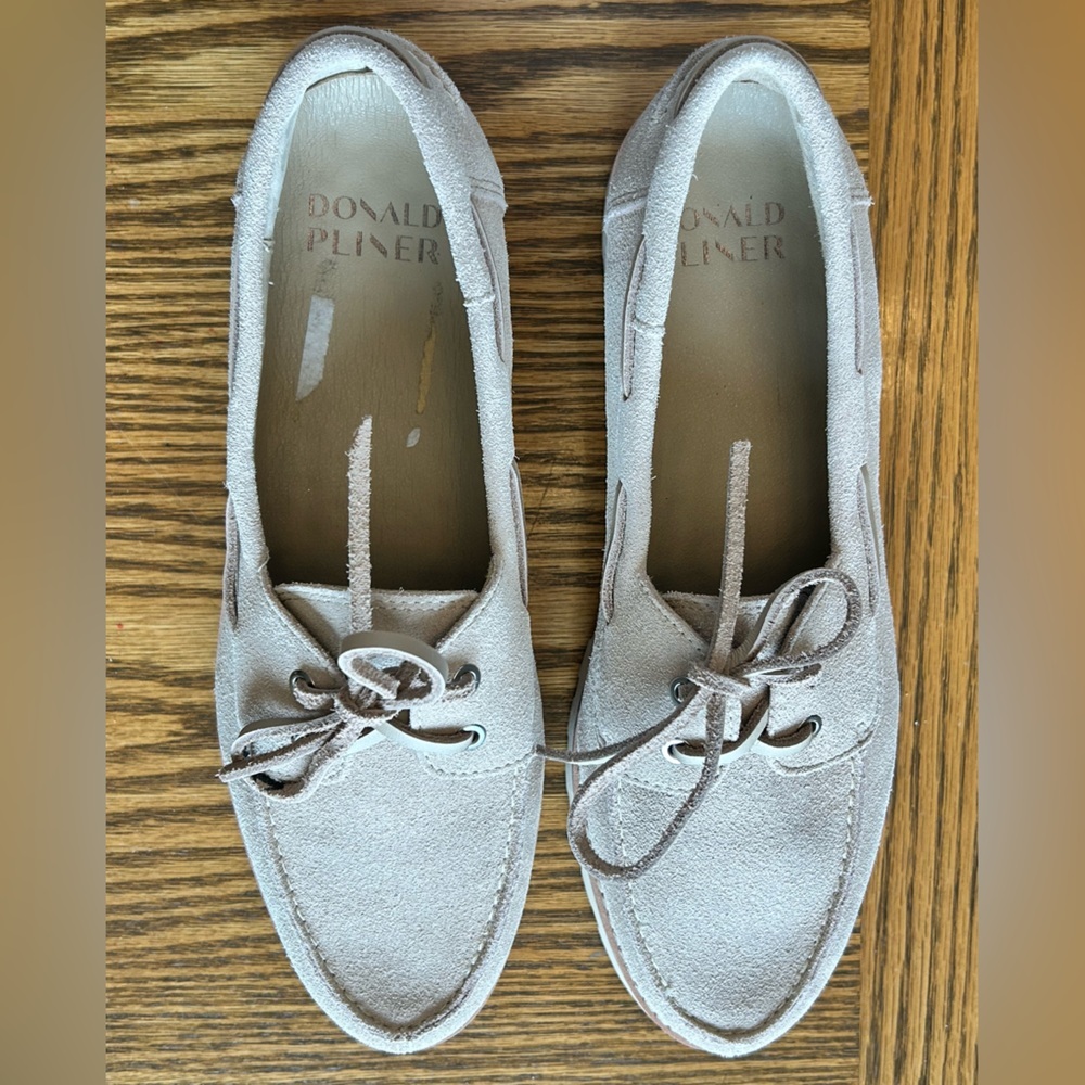 Donald J. Pliner HPHARLIE02 Cream Tan  Suede Lace Up Loafers Size 9.5